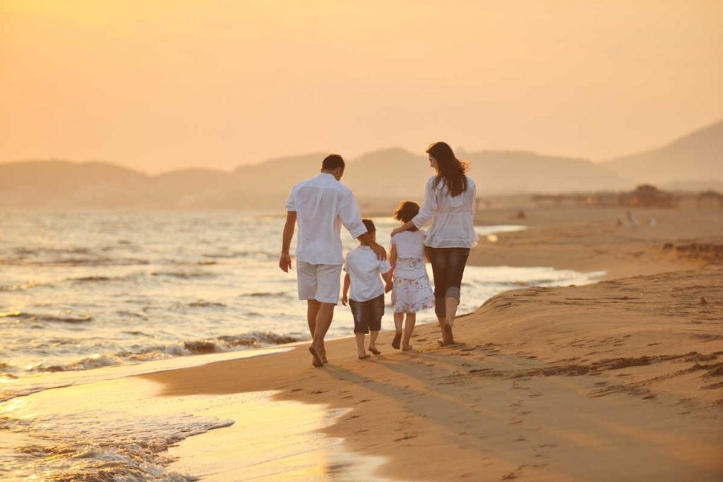 Family beach sunset